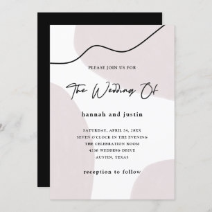Chic Abstract Neutral Modern Watercolor Wedding Invitation