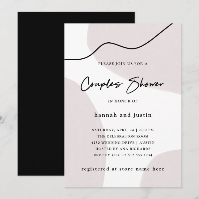 Chic Abstract Neutral | Watercolor Couples Shower Invitation (Front/Back)