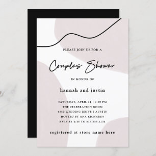 Chic Abstract Neutral Watercolor Couples Shower Invitation