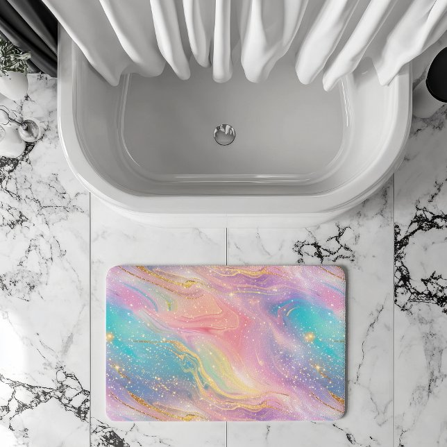 Chic Abstract Pastel Glitter Color Pattern Bath Mat (Creator Uploaded)