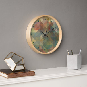 Chic Abstract Retro Triangles Mosaic Pattern Clock