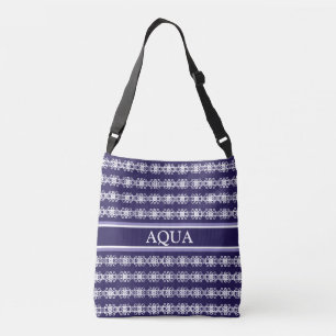 Chic abstract striped pattern in blue & white crossbody bag