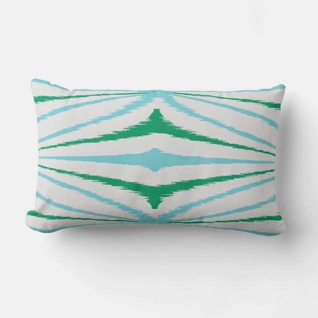 Chic abstract stripes green turquoise ikat pillow (Front)