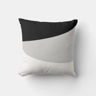 Chic Abstract Waves in Black Silver Grey & White Throw Pillow