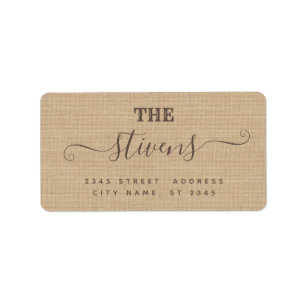 Chic adorable script minimalist burlap family label