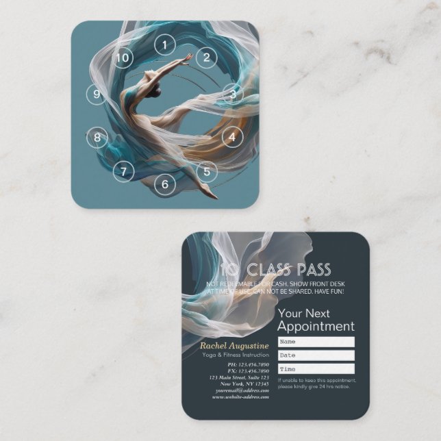 Chic Aerial flying Air Yoga Instructor Class Pass Loyalty Card (Front/Back)