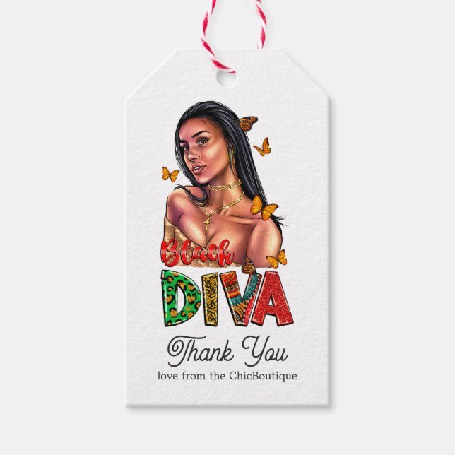 Chic African American Diva Gift Tags (Front)