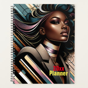 Chic African American Woman Personalized Planner