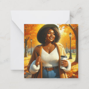 Chic African American Woman Thanksgiving Fall Card