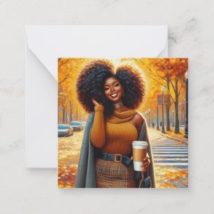Chic African American Woman Thanksgiving Fall Card
