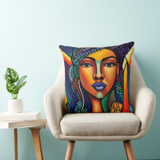 Chic Afro Queen Throw Pillow