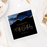Chic Agate Geode Blue Gold 40th Birthday Party Napkin<br><div class="desc">These chic, glamourous 40th birthday party paper napkins feature a watercolor image of an agate geode in shades of blue with faux gold glitter highlights. The words "40th Birthday" appear in faux gold glitter in a decorative modern handwriting font. Customize it with the name of the honoree and the date...</div>