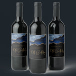 Chic Agate Geode Blue Gold 40th Birthday Party Wine Label<br><div class="desc">These chic 40th birthday wine bottle labels feature a watercolor image of an agate geode in shades of blue with faux gold glitter highlights. The words "40th Birthday" appear in faux gold glitter in a decorative modern handwriting font. Customize it with the name of the honoree and the date in...</div>