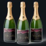 Chic Agate Geode Burgundy Gold 30th Birthday Party Sparkling Wine Label<br><div class="desc">These chic 30th birthday sparkling wine bottle labels feature a watercolor image of an agate geode in shades of burgundy red with faux gold glitter highlights. The words "30th Birthday" appear in faux gold glitter in a decorative modern handwriting font. Customize it with the name of the honoree and the...</div>