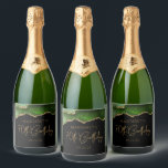 Chic Agate Geode Green Gold 70th Birthday Party Sparkling Wine Label<br><div class="desc">These chic 70th birthday sparkling wine bottle labels feature a watercolor image of an agate geode in shades of green with faux gold glitter highlights. The words "70th Birthday" appear in faux gold glitter in a decorative modern handwriting font. Customize it with the name of the guest of honour and...</div>