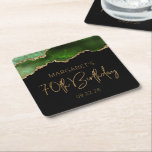 Chic Agate Geode Green Gold 70th Birthday Party Square Paper Coaster<br><div class="desc">These chic, glamourous 70th birthday party paper coasters feature a watercolor image of an agate geode in shades of green with faux gold glitter highlights. The words "70th Birthday" appear in faux gold glitter in a decorative modern handwriting font. Customize them with the name of the guest of honour and...</div>
