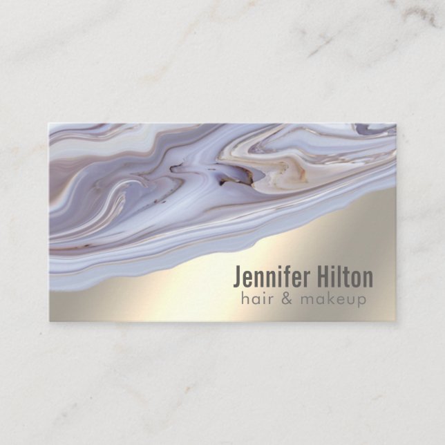 Chic agate geode professional  gold foil business card (Front)