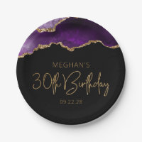 Chic Agate Geode Purple Gold 30th Birthday Party