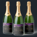 Chic Agate Geode Purple Gold 40th Birthday Party Sparkling Wine Label<br><div class="desc">These chic 40th birthday sparkling wine bottle labels feature a watercolor image of an agate geode in shades of purple with faux gold glitter highlights. The words "40th Birthday" appear in faux gold glitter in a decorative modern handwriting font. Customize it with the name of the honoree and the date...</div>