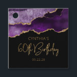 Chic Agate Geode Purple Gold 60th Birthday Party Favour Tags<br><div class="desc">These chic, glamourous 60th birthday party favour tags feature a watercolor image of an agate geode in shades of purple with faux gold glitter highlights. The words "60th Birthday" appear in faux gold glitter in a decorative modern handwriting font. Customize it with the name of the honoree and the date...</div>