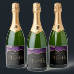 Chic Agate Geode Purple Gold 80th Birthday Party Sparkling Wine Label<br><div class="desc">These chic 80th birthday sparkling wine bottle labels feature a watercolor image of an agate geode in shades of purple with faux gold glitter highlights. The words "80th Birthday" appear in faux gold glitter in a decorative modern handwriting font. Customize it with the name of the honoree and the date...</div>