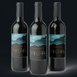 Chic Agate Geode Teal Gold 40th Birthday Party Wine Label<br><div class="desc">These chic 40th birthday wine bottle labels feature a watercolor image of an agate geode in shades of teal with faux gold glitter highlights. The words "40th Birthday" appear in faux gold glitter in a decorative modern handwriting font. Customize it with the name of the honoree and the date in...</div>