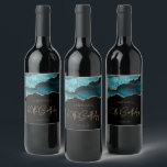 Chic Agate Geode Teal Gold 60th Birthday Party Wine Label<br><div class="desc">These chic 60th birthday wine bottle labels feature a watercolor image of an agate geode in shades of teal with faux gold glitter highlights. The words "60th Birthday" appear in faux gold glitter in a decorative modern handwriting font. Customize it with the name of the honoree and the date in...</div>