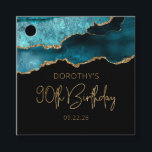 Chic Agate Geode Teal Gold 90th Birthday Party Favour Tags<br><div class="desc">These chic, glamourous 90th birthday party favour tags feature a watercolor image of an agate geode in shades of teal blue with faux gold glitter highlights. The words "90th Birthday" appear in faux gold glitter in a decorative modern handwriting font. Customize it with the name of the honoree and the...</div>