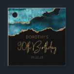 Chic Agate Geode Teal Gold 90th Birthday Party Favour Tags<br><div class="desc">These chic, glamourous 90th birthday party favour tags feature a watercolor image of an agate geode in shades of teal blue with faux gold glitter highlights. The words "90th Birthday" appear in faux gold glitter in a decorative modern handwriting font. Customize it with the name of the honoree and the...</div>