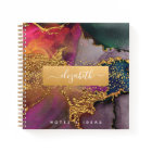 Chic agate watercolor gold purple & blue square