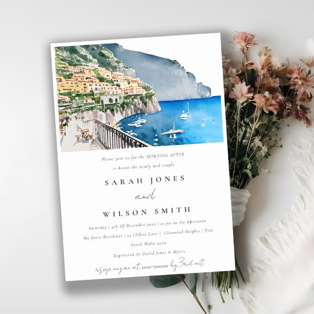Chic Amalfi Coast Italy Landscape Morning After Invitation (Creator Uploaded)