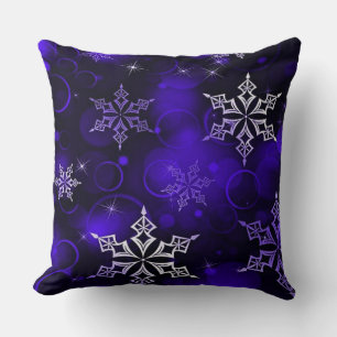 Chic Amethyst Purple Snowflake Motif Throw Pillow