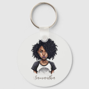 Chic and Classy Afro Woman Keychain