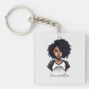 Chic and Classy Afro Woman Keychain