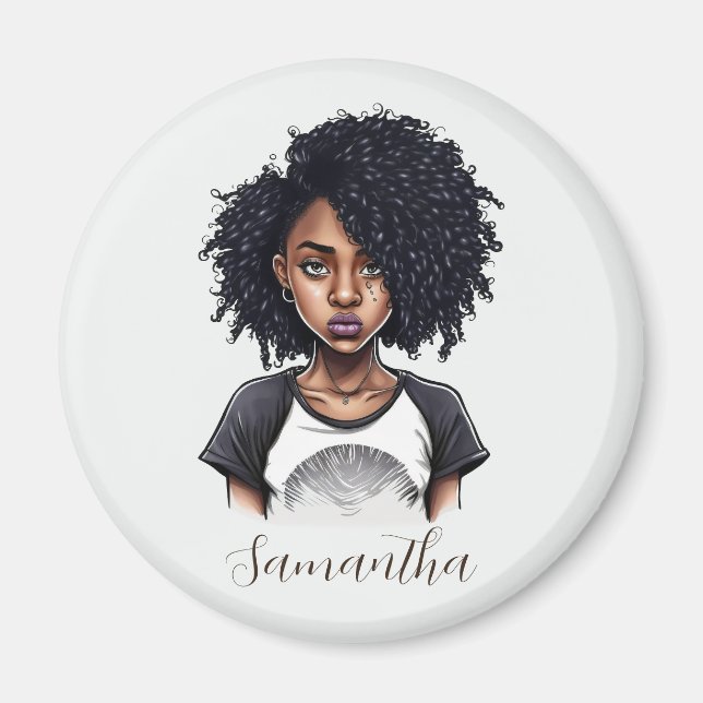 Chic and Classy Afro Woman Magnet (Front)