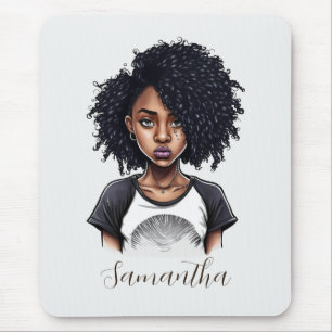 Chic and Classy Afro Woman Mouse Pad