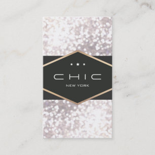 Chic and Elegant Black and White Bokeh Business Card