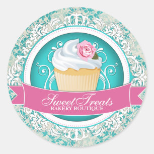 Chic and Elegant Cupcake Box Stickers