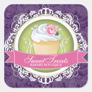 Chic and Elegant Cupcake Box Stickers
