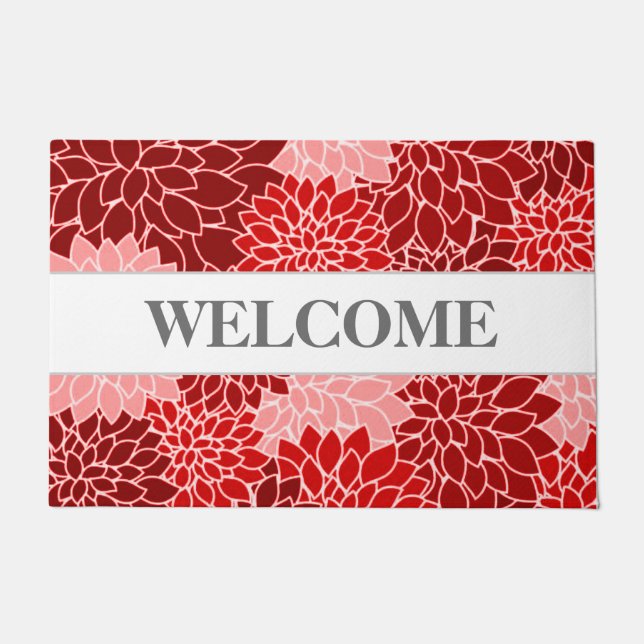Chic and Elegant Dahlia Flower Pattern Welcome Doormat (Front)