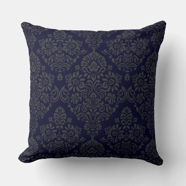 Chic and Elegant Royal Damask Pattern Throw Pillow (Front)