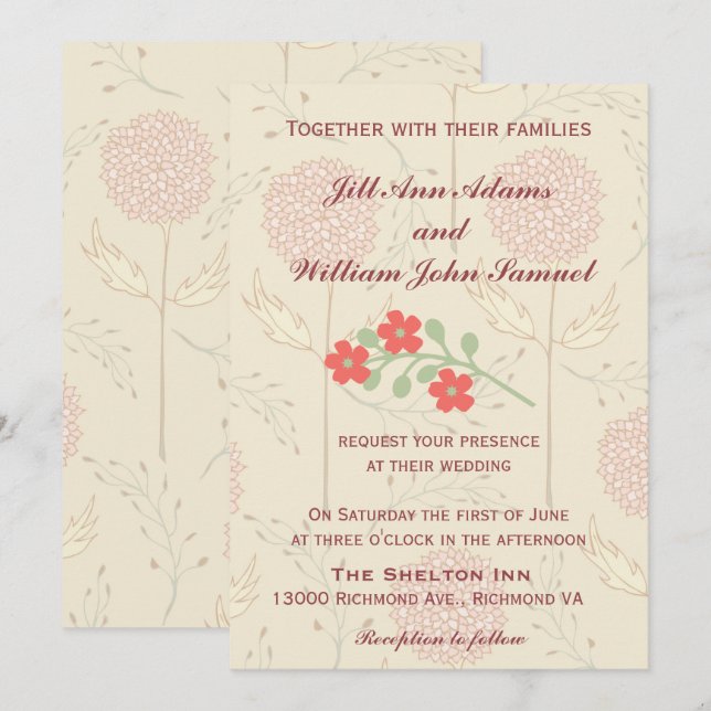 Chic and Floral Wedding Invitation (Front/Back)
