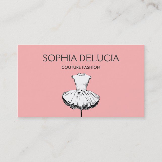 Chic and Girly Dress Pink Fashion Boutique Business Card (Front)