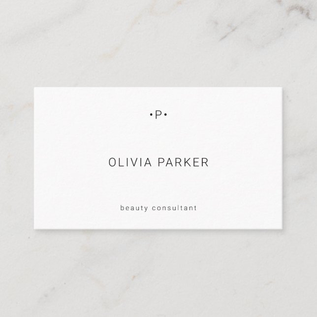 Chic and Minimal Monogram | Black and White Business Card (Front)
