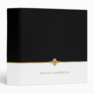Chic And Minimalist Black White Gold Name Binder
