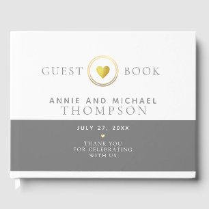 chic and modern white grey wedding guest book