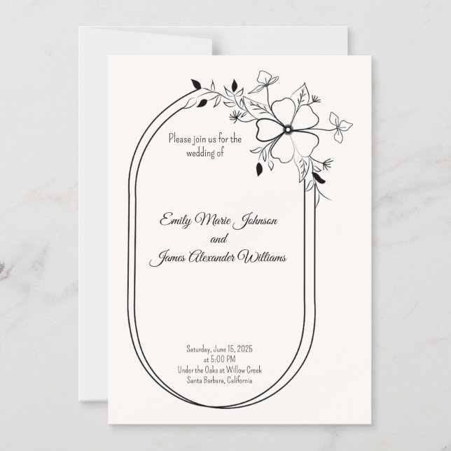 chic and simple Black & White Wedding Invite (Front)