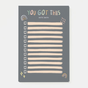 Chic and Sketchy Rainbow and Stars You Got This Post-it Notes