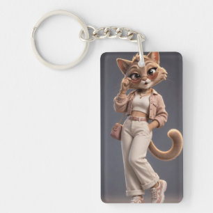Chic and Stylish 3D Animated Cat Character Design  Keychain