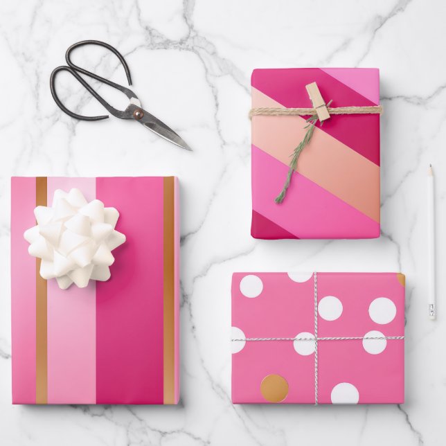 Chic and Stylish Blush Pink and Gold  Wrapping Paper Sheet (Front)